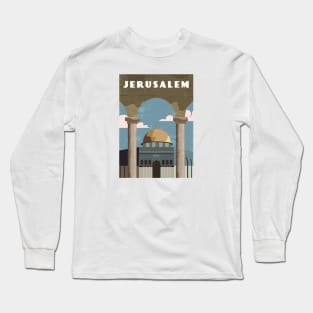 Jerusalem, Israel, Palestine.Retro travel poster Long Sleeve T-Shirt